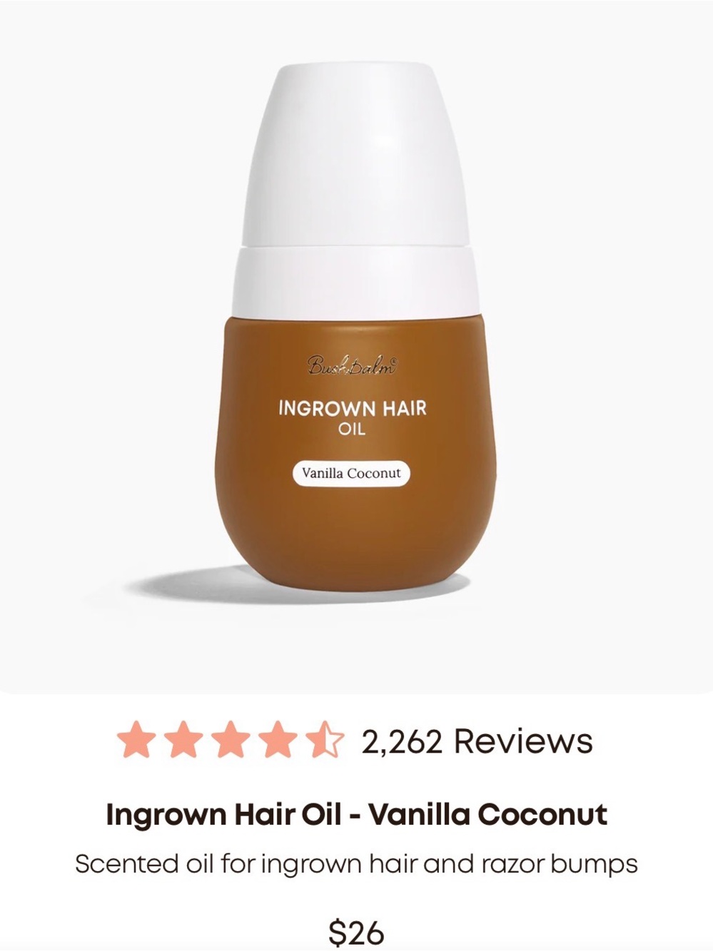 Bushbalm Vanilla Coconut Ingrown Hair Oil
